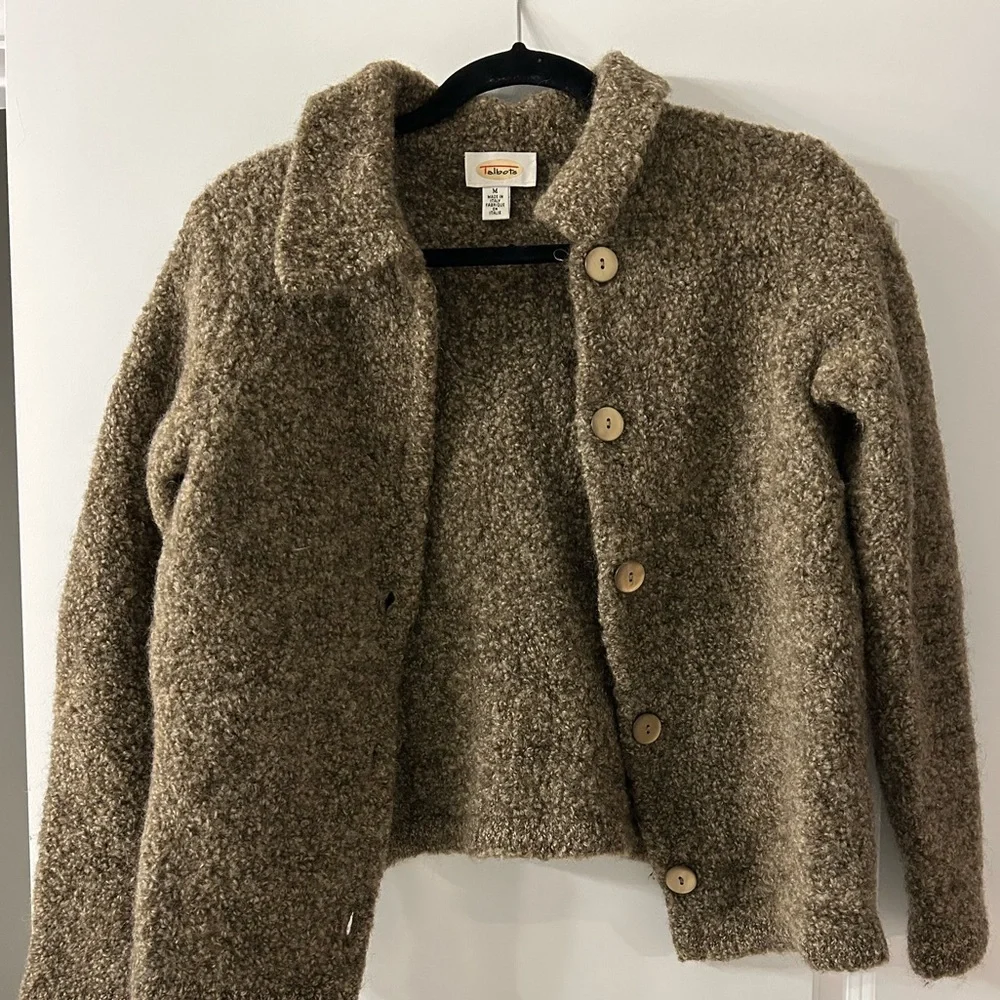 Talbots Brown Bouclé Button-Up Cardigan - Picture 2 of 8